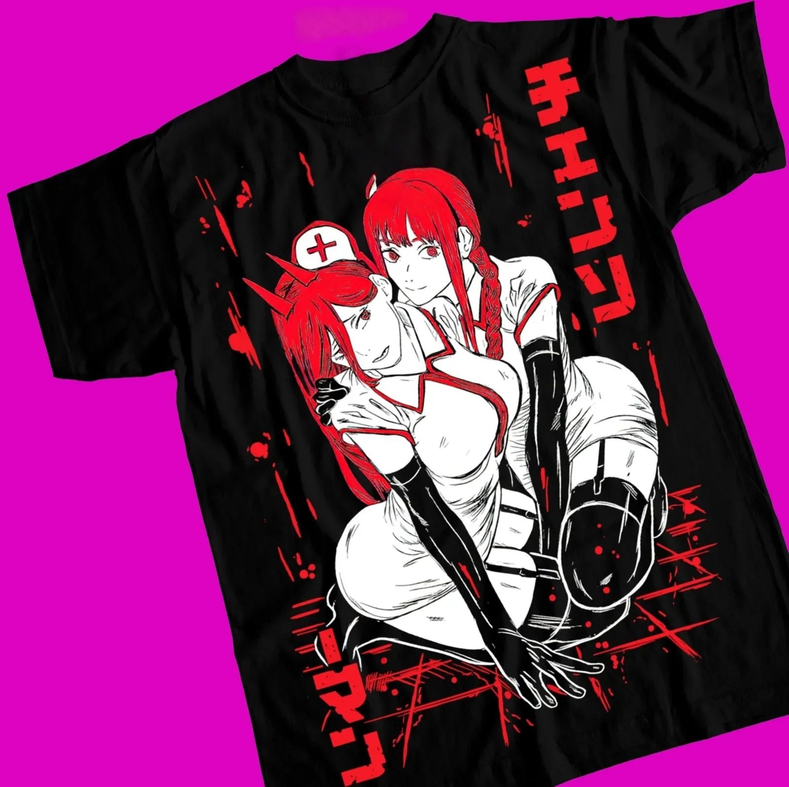 Men'S Shoes For Crews - Camiseta Negra Oversize de Chainsaw Man