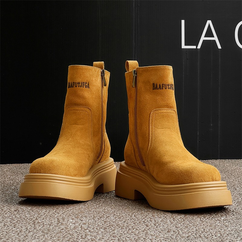 Men'S Shoes Height Increase - Botas Cortas de Invierno Estilo Retro