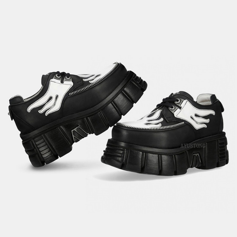Zapatos de Plataforma con Cord - Men'S Shoes Black And White reseña y precio