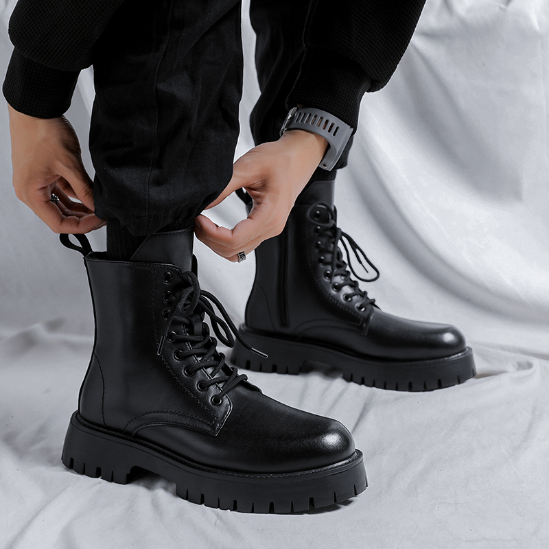 Botas de cuero genuino de lujo - Men'S Shoes Black And White reseña y precio