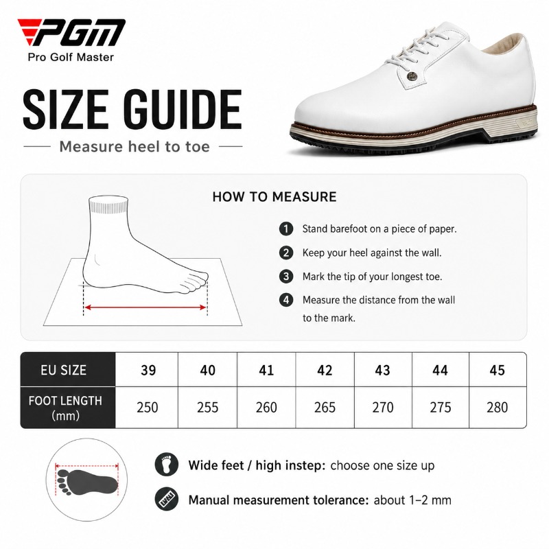 PGM Zapatos de golf de cuero d - Men Shoes Eu To Us reseña y precio